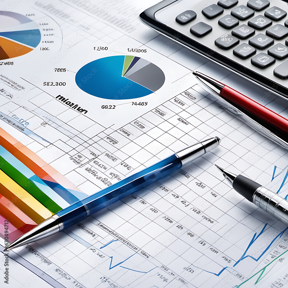 Generative AI, Generative, AI, IA, generativa, IA generativa, Estadísticas gráficos y balances de empresa o negocio en una oficina