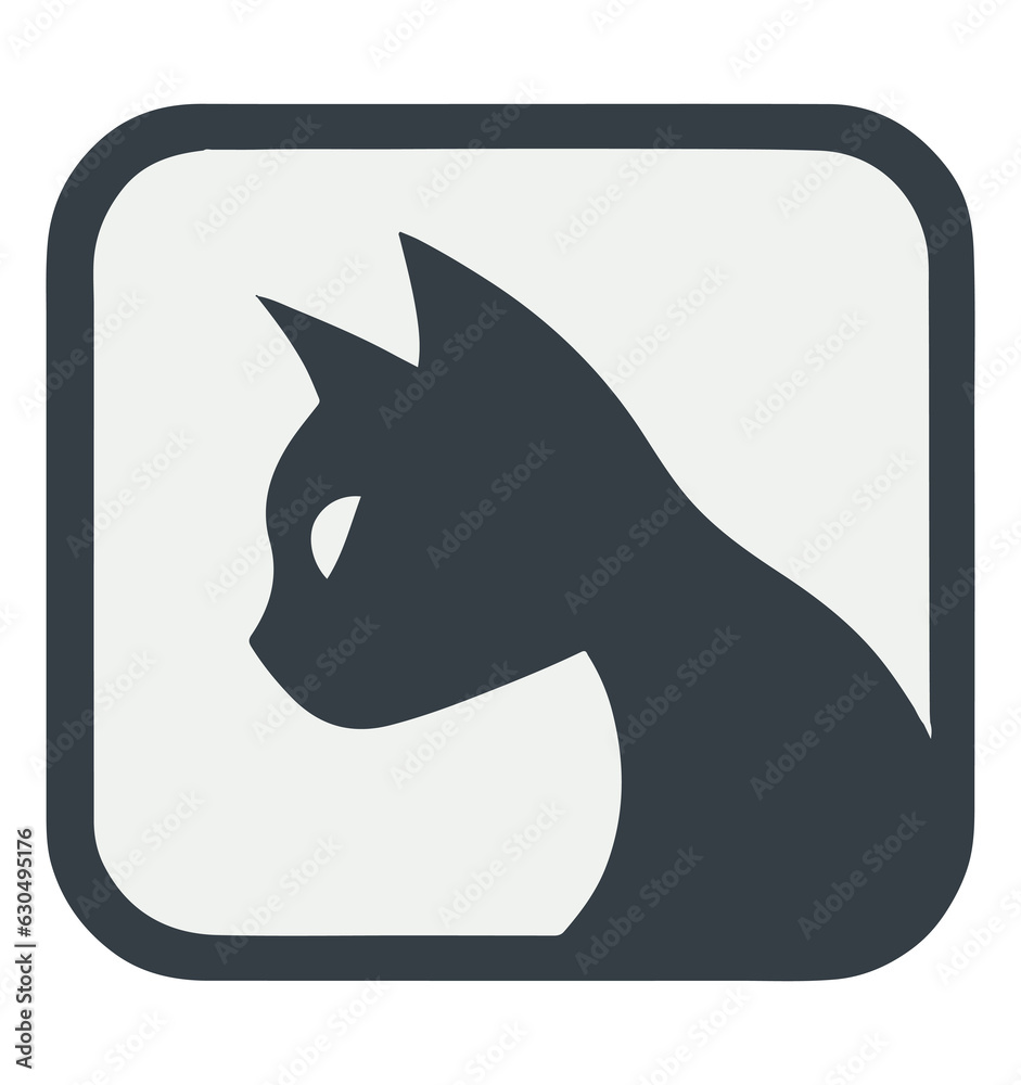 a square with a cat head silhouette in a minimalistic style a square with a cat head silhouette in a minimalistic style