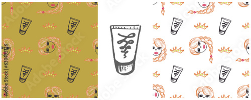 Set drawings with wax crayons. Print for cloth design, textile, fabric, wallpaper, wrapping paper