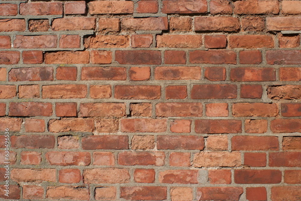 Fototapeta premium Old damaged brick wall. Background texture.