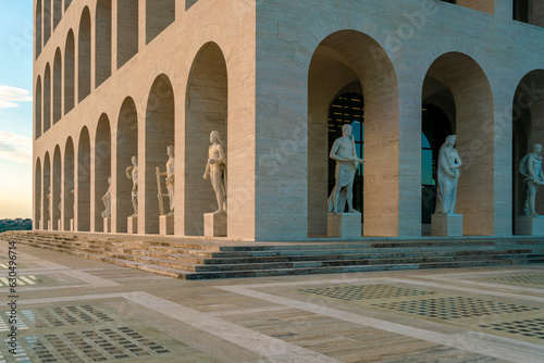 Palazzo della Civiltà Italiana building, Fascist monument built in neoclassical style in Rome, Italy photo