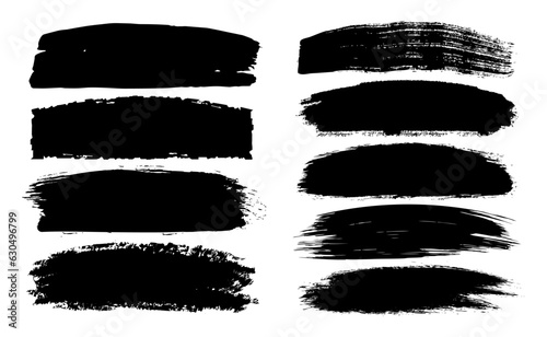 Collection of vector paint brush strokes, hand drawn brush stroke textures set. photo