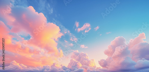 Bright colored beautiful sky, in pastel soothing colors. Ai generation