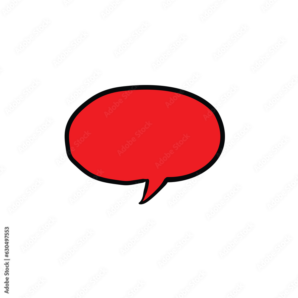 Cartoon red speech bubble hand-drawn on a white background. Cartoon red speech bubble hand-drawn on a white background.