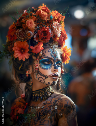celebrating the day of the dead, with the typical makeup of katrina © JoseLuis