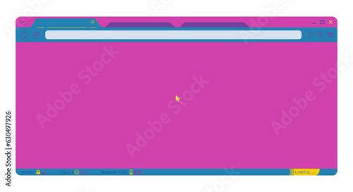 Pop art colorful internet browser webpage vector with system, signal, response time, loading icons. Editable pink web browser with icons illustration. Homepage mockup background illustration.