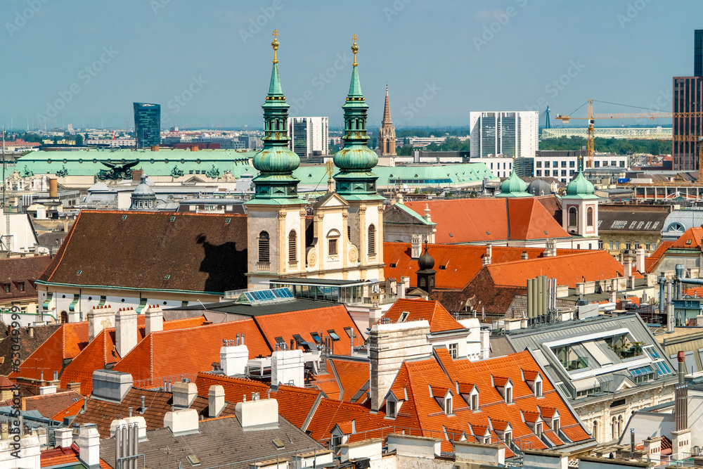 Vienna old city skyline with Jesuit Church 