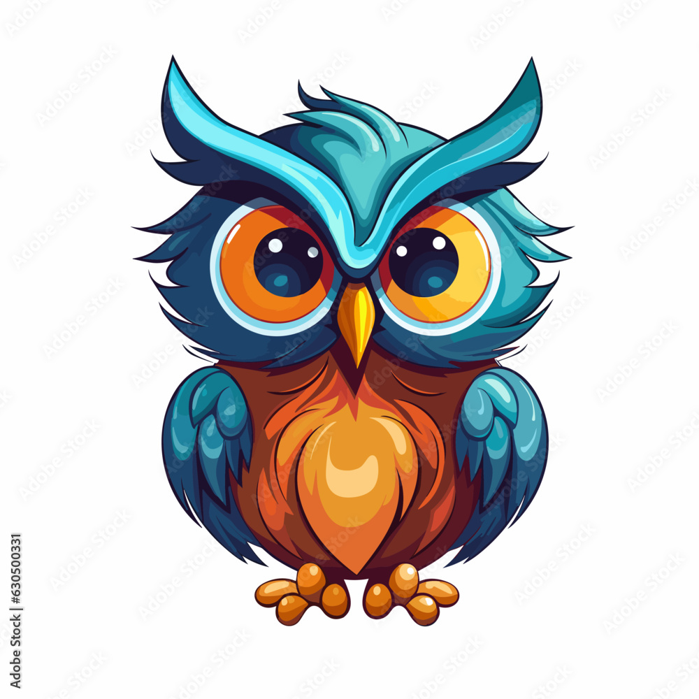 Cute vector owl, sticker Cute vector owl, sticker