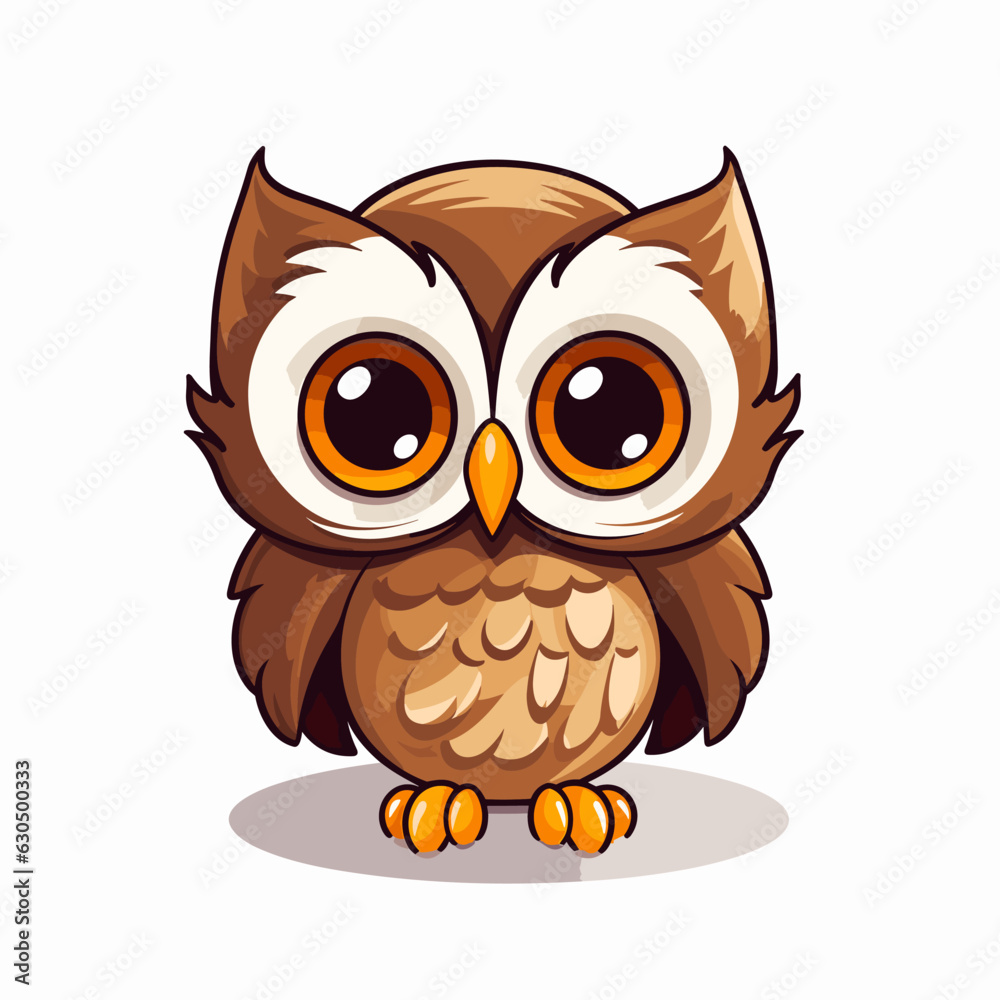 Cute vector owl, sticker