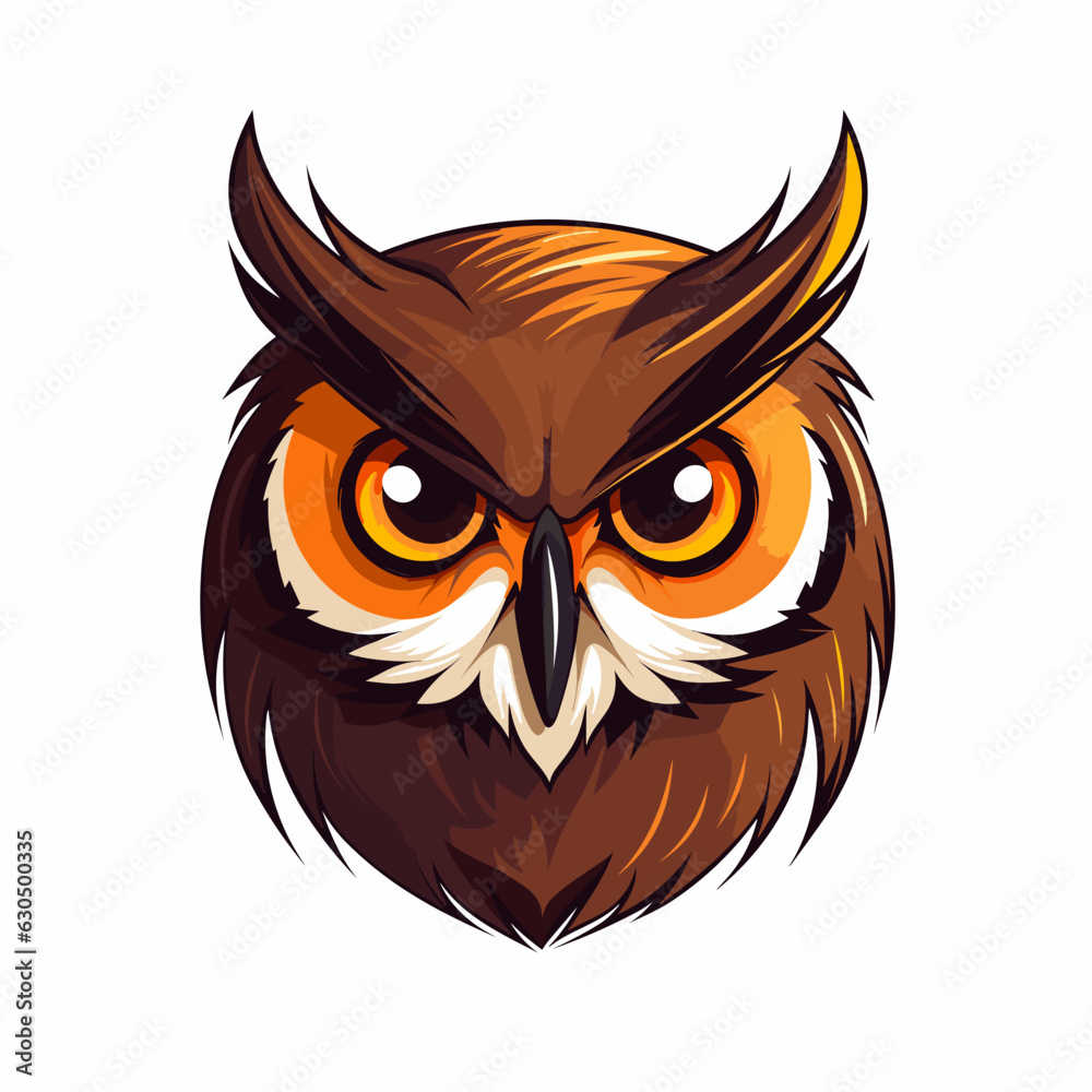 Fototapeta premium Vector logo owl, owl icon, owl head, sticker