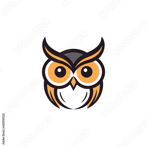 Vector logo owl, owl icon, owl head, sticker