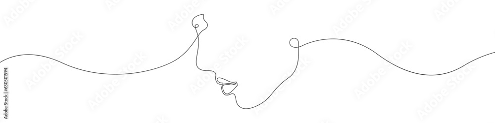 A woman's face line continuous drawing vector. One line Face shape vector background. Aesthetics of a woman icon. Continuous outline of a Woman's head, beauty.