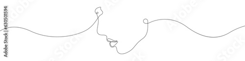 A woman's face line continuous drawing vector. One line Face shape vector background. Aesthetics of a woman icon. Continuous outline of a Woman's head, beauty.