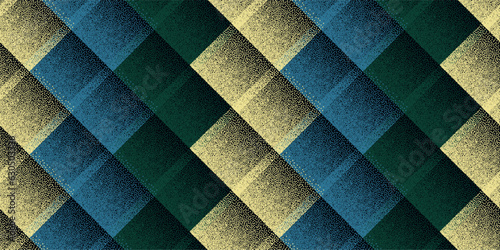 Fade dotwork rhombus shapes vector geometric seamless pattern.