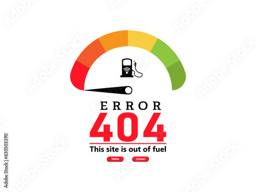 Error 404 abstract design with car fuel meter vector illustration. Webpage internet security warning to use in programming, web development, webpage error, error 404 projects.
