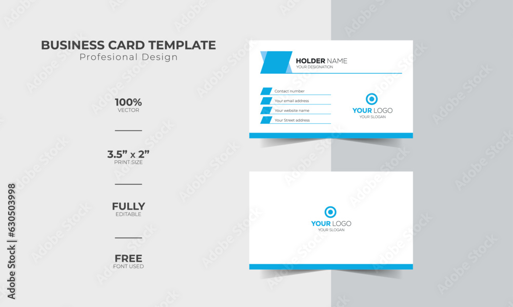 Modern and corporate simple business card design Modern presentation card with company logo Vector business card template Visiting card for business and personal use Vector illustration design
