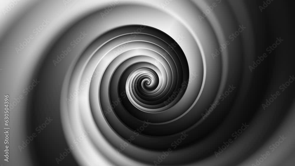 Minimal spiral in infinite rotation. Abstract background in gray and ...