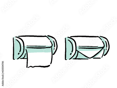 トイレットペーパー　2種類の手描き風イラストセット