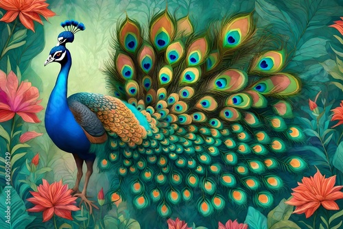 peacock feather on the wall