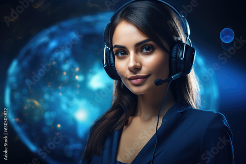 Portrait of call center woman worker with warm smile, wearing headset, and representing excellent customer service.