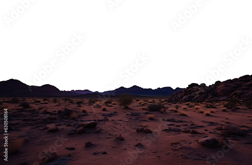 dry desert sunset landscape. transparent isolated PNG file.