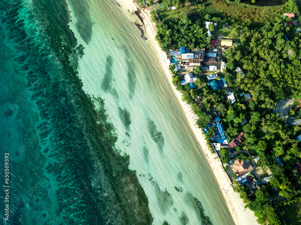 Aerial view of beauiful Quinale Beach in Anda, Bohol, Philippines.