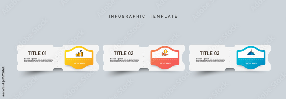 Fototapeta premium Three steps Infographics banner design template.