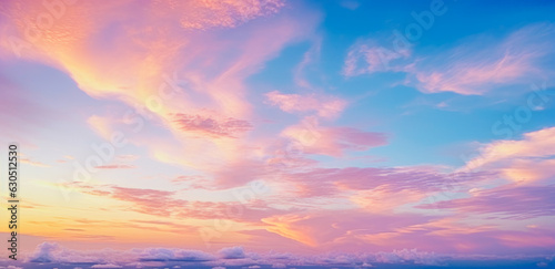 Bright colored beautiful sky  in pastel soothing colors. Ai generation
