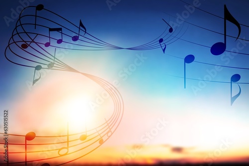 Beautiful musical notes on sunset sky background © BillionPhotos.com