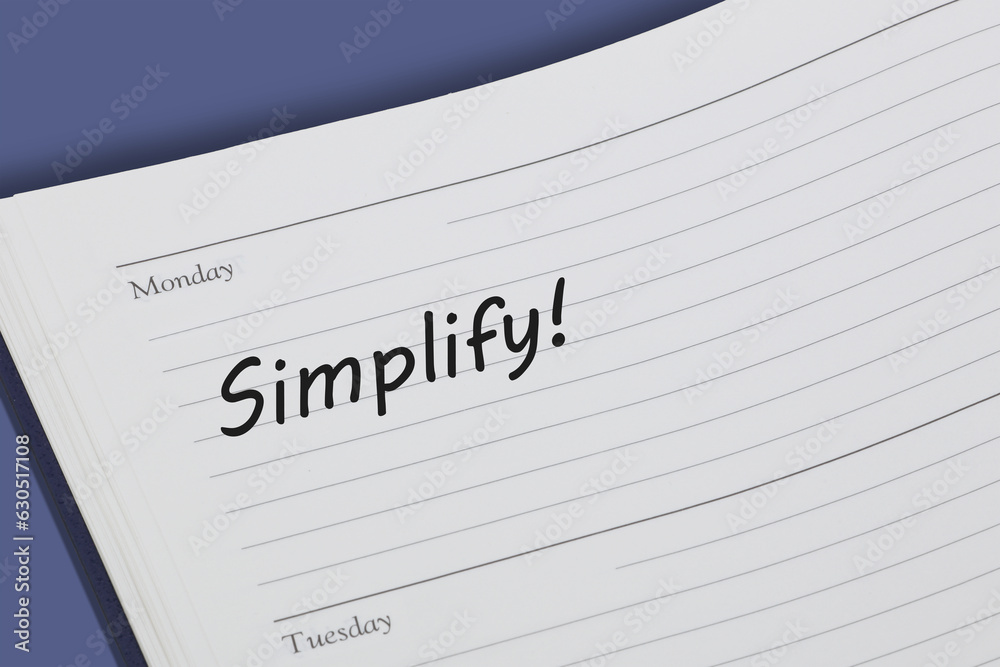 Simplify diary reminder open on a desk