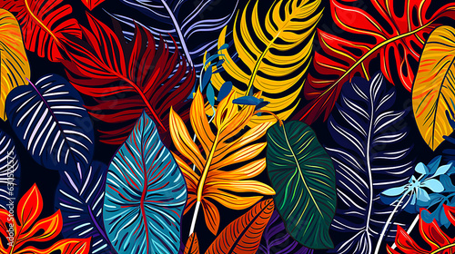 Botanical jungle background with abstract leaf composition