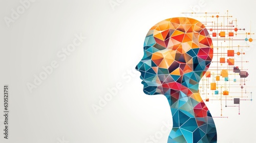 Canvas-taulu Illustration of abstract profile of a human head and consciousness with physical