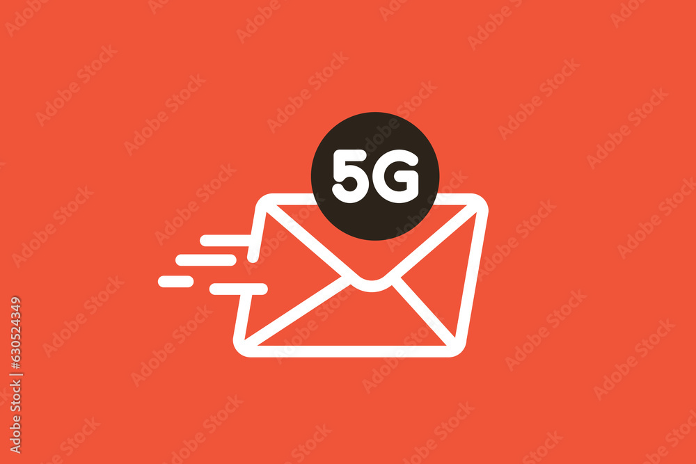 Geometric speed 5g email illustration in flat style design. Vector illustration. 