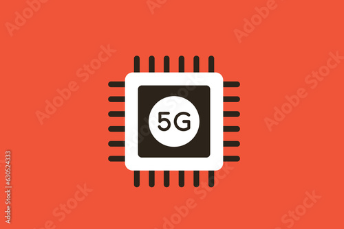 Geometric 5g cpu speed technology illustration in flat style design. Vector illustration. 