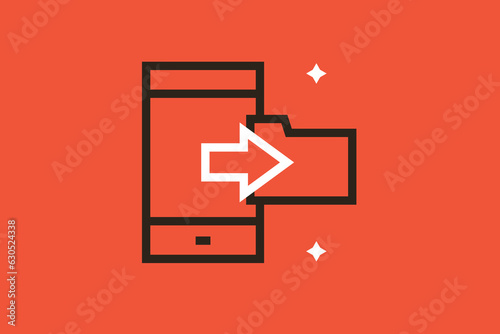 Geometric share file technology illustration in flat style design. Vector illustration. 
