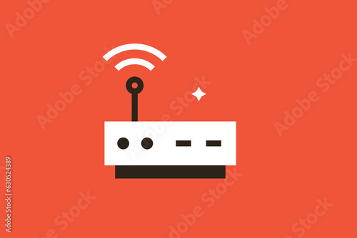 Geometric wifi router technology illustration in flat style design. Vector illustration. 