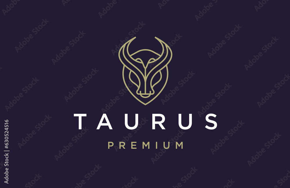 Taurus head line art logo icon design template flat vector Taurus head line art logo icon design template flat vector