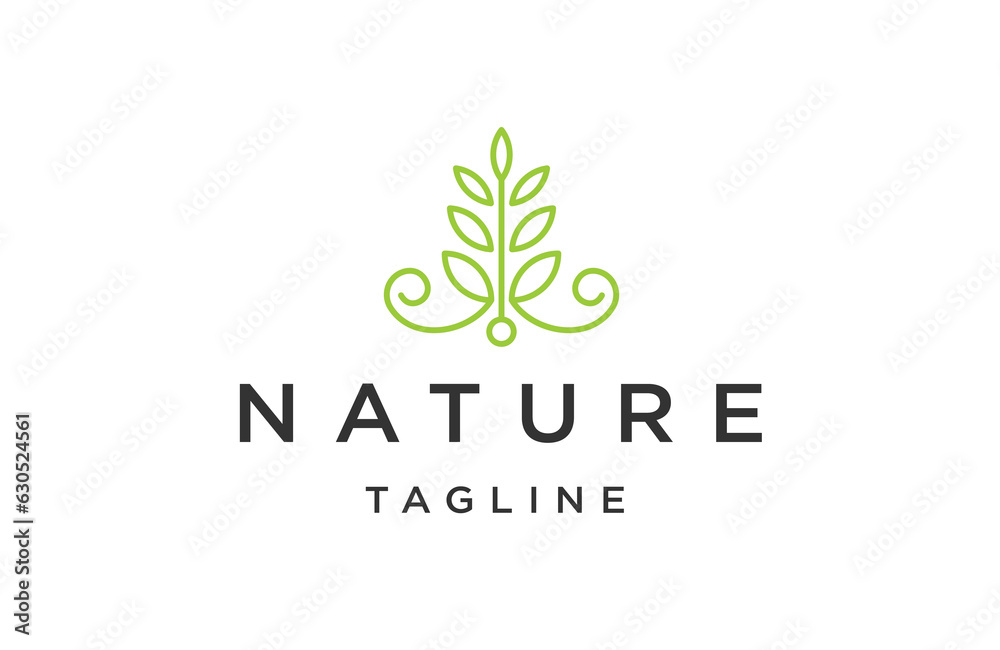 Nature flower line logo icon design template flat vector Nature flower line logo icon design template flat vector