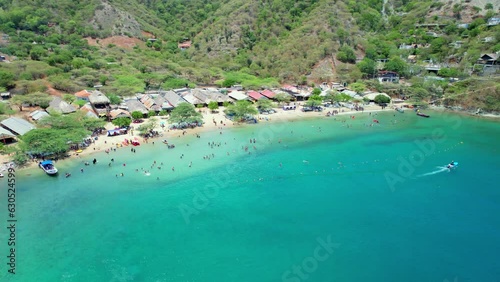 bay of Taganga and the arid mountains and the green of the trees photo