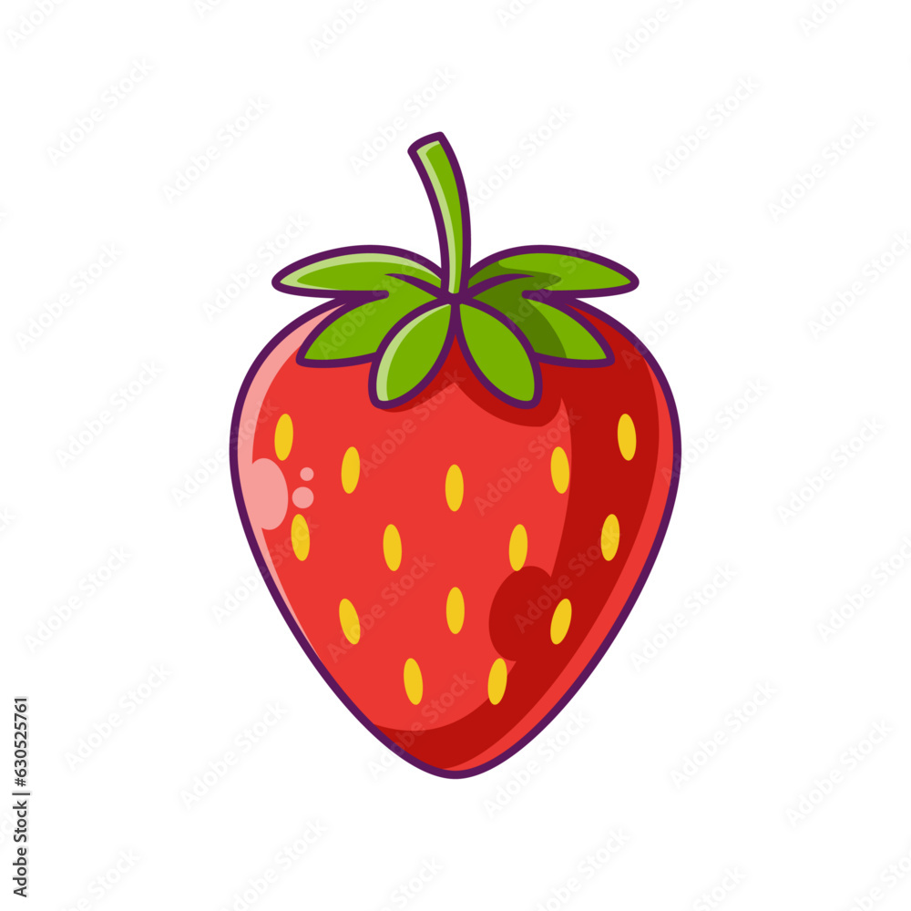 Fototapeta premium Strawberry Fruit Cartoon Vector Illustration Design. Fruits Premium Illustration Isolated.