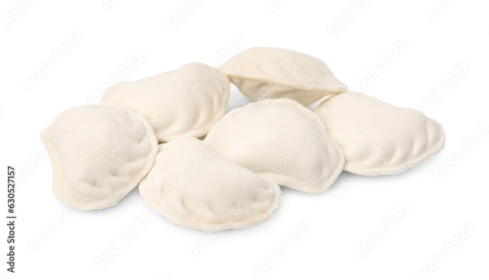 Raw dumplings (varenyky) isolated on white. Ukrainian cuisine Raw dumplings (varenyky) isolated on white. Ukrainian cuisine