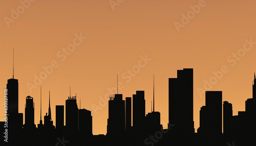 city skyline at sunset