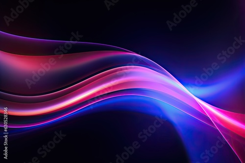 Abstract neon wallpaper. Glowing waves on black background.