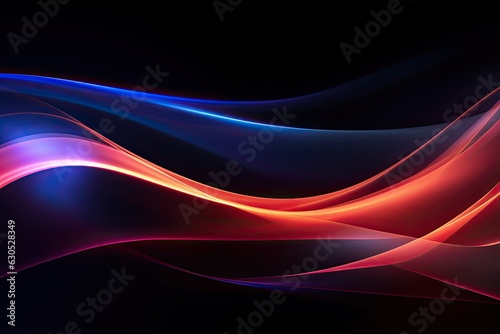 Abstract neon wallpaper. Glowing waves on black background.