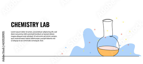 Vector illustration of a glass tubes of chemical lab equipment. Modern flat in continuous line style.