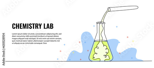 Vector illustration of a glass tubes of chemical lab equipment. Modern flat in continuous line style.