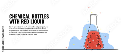 Vector illustration of a glass tubes of chemical lab equipment. Modern flat in continuous line style.