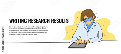 Vector illustration of doctor analyzing scientific research. Modern flat in continuous line style.
