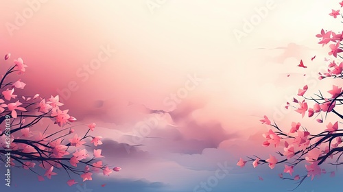 beautiful spring design with flowers and gradient minimalist color for background © GradPlanet
