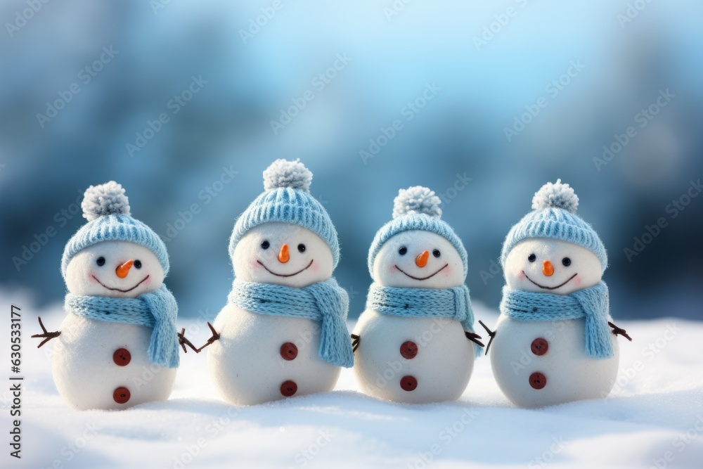 Children Snowmen as a symbol of Christmas and New Year holidays Children Snowmen as a symbol of Christmas and New Year holidays
